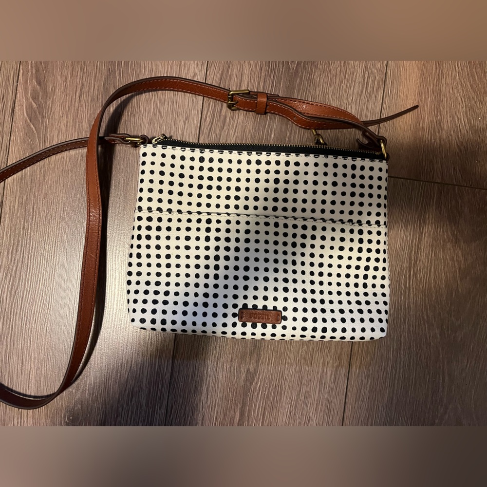 fossil polka dot cross body bag
